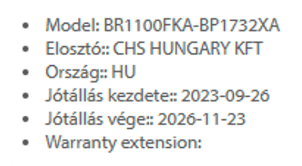 Az eszköz garanciális állapota